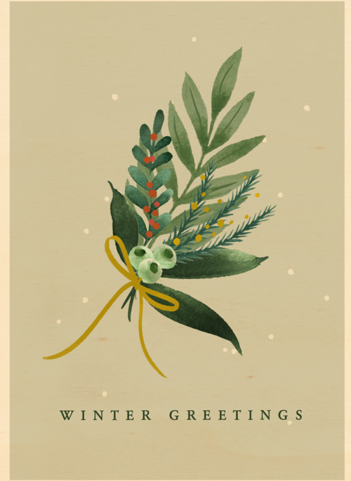 Houten kaart Kerst | Hallmark | Houten kaart Kerst | Hallmark | Kerstkaart klassiek tak met winter greetings