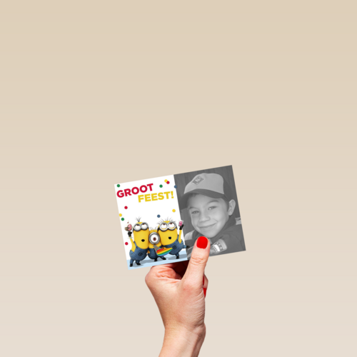 het is feest een groot feest want jij bent jarig fotokaart