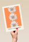 Verjaardagskaart oranje met bloemen
