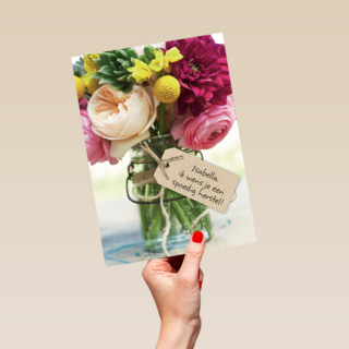 een bos bloemen voor een spoedig herstel