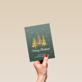 Kerstkaart zakelijk Gouden kerstbomen Aanpasbare tekst