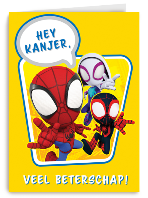 Spiderman beterschapskaart hey kanjer