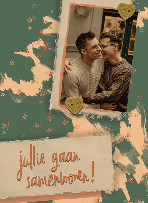 Houten Kaart Samenwonen | Houten Kaart Hallmark | Samenwonen | Samenwonen Fotokaart Jullie Gaan Samenwonen