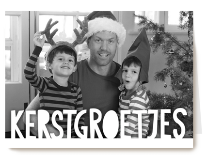 fotokaart met kerstgroetjes als tekst
