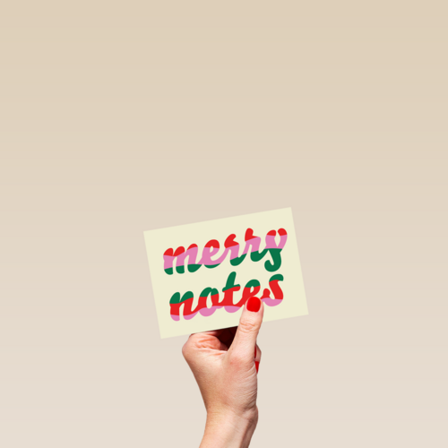 Kerstkaart hip Merry notes