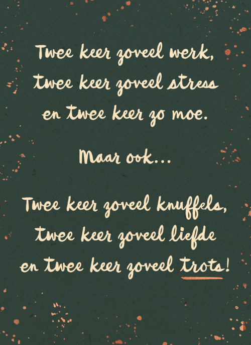 Houten Kaart Zwangerschap Felicitatie | Houten Kaart Hallmark | Zwangerschap Felicitatie | Geboorte Meerling 2x Zoveel Knuffelen