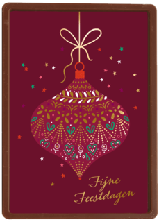 Stijlvolle kerstkaart kerstbal rood