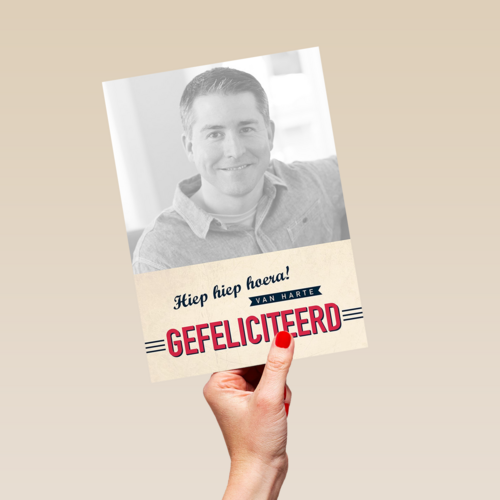 fotokaart hiep hiep hoera van harte gefeliciteerd