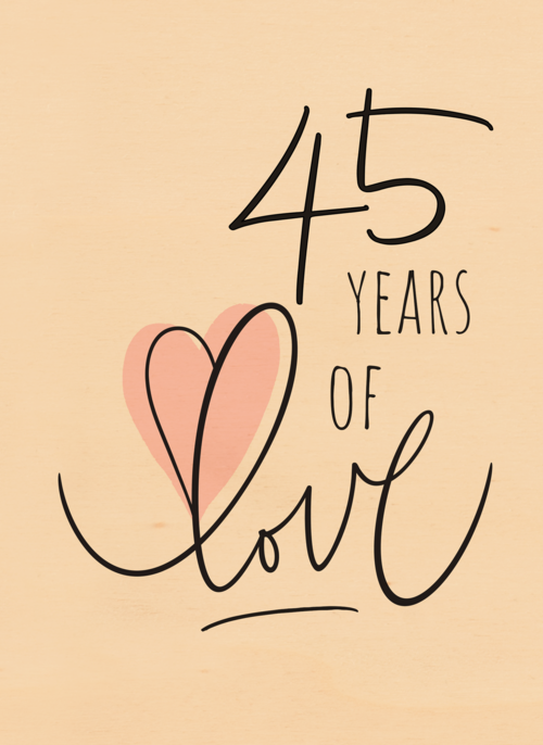 Houten Kaart Huwelijksjubileum | Houten Kaart Hallmark | Huwelijksjubileum | 45 Years Of Love