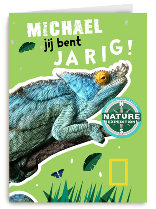 verjaardag kaart kameleon