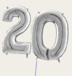 Cijferballon 20 Jaar Zilver XL