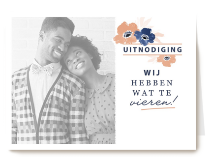 neutrale bloemen uitnodiging voor feest