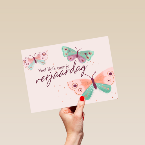 verjaardag kaart stijlvol vlinders