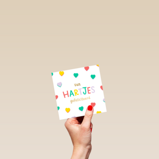 Felicitatiekaart van hartjes gefeliciteerd