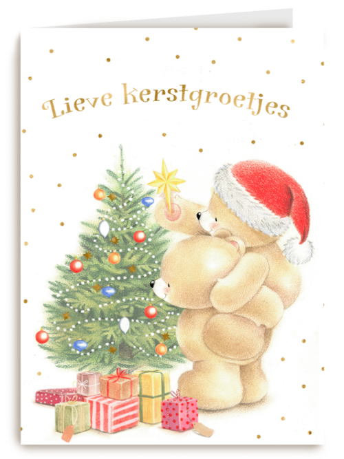 Kerstkaart foreverfriends kerstboom optuigen