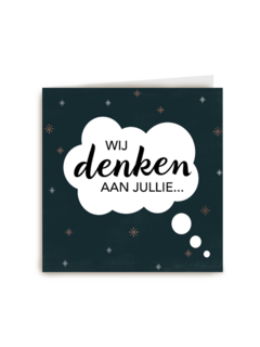 Kerstkaart hart onder de riem Wij denken aan jullie