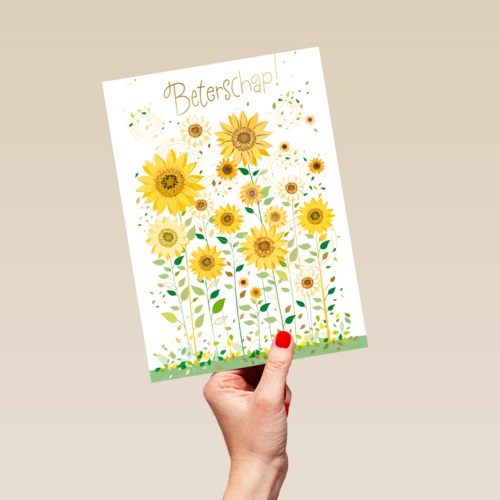 beterschap kaart klassiek zonnebloemen turnowsky