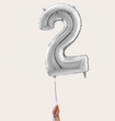 Cijferballon 2 Jaar Zilver XL