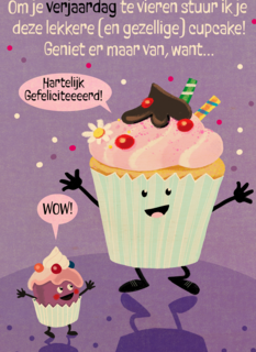 Verjaardagskaart grappig met cupcake