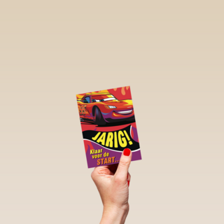 disney cars kaart met de tekst jarig klaar voor de start