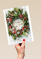 kerstkaart klassiek vrolijke kerst kerstkrans