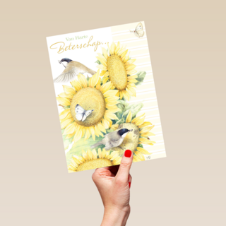zonnebloemen met mus beterschap