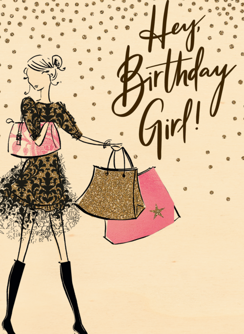 Verjaardagskaart tiener meisje en jonge vrouw Hey birthday girl