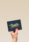 bedankt kaart thanks in neon letters