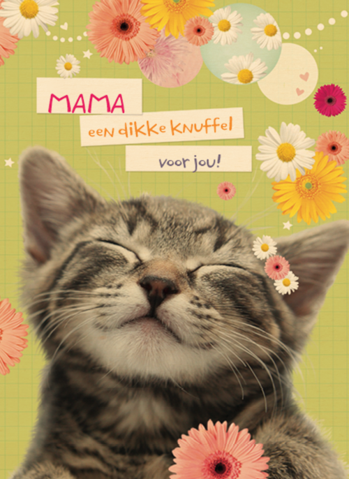 Houten Kaart Moederdag | Houten Kaart Hallmark | Moederdag | Moederdag Klassiek Een Katje Voor Moederdag