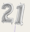 Cijferballon 21 Jaar Zilver