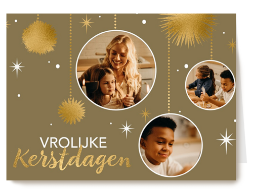 kerstkaart fotokaart vrolijke kerstdagen 3 kaders