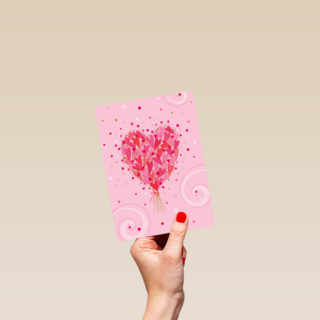 Liefde kaart bloemenhart boeket