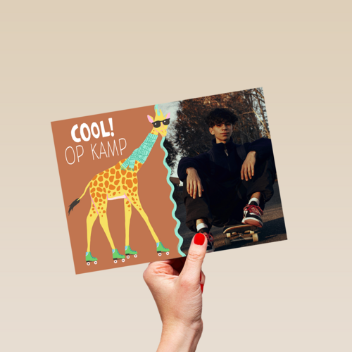 Giraf Cool Op Kamp fotokaart