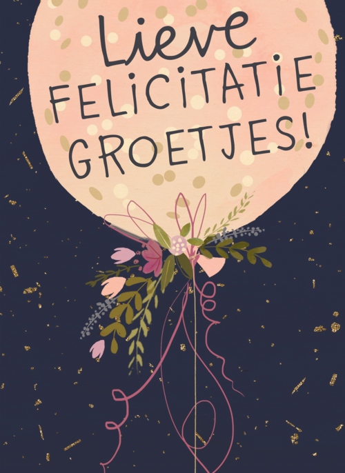 Gefeliciteerd kaart vrouw lieve felicitatiegroetjes