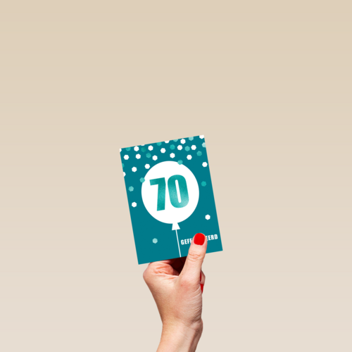 Verjaardagskaart leeftijden man 70 ballon