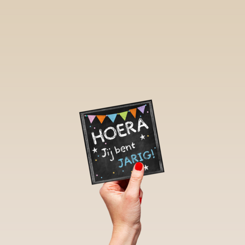 schoolbord met feestslinger