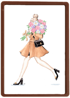 Blanco kaart van een jonge vrouw met bloemen