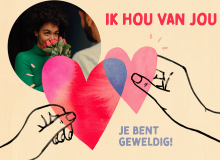 Ik hou van jou fotokaart hartjes