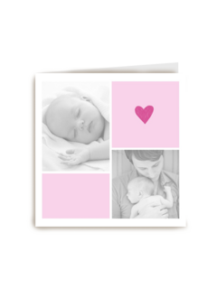 fotokaart baby roze hokjes