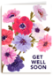 Beterschapskaart vrouw Bloemen Get well soon Engels