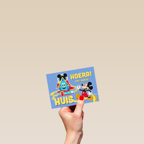 Mickey Mouse kaart hoera een nieuw huis
