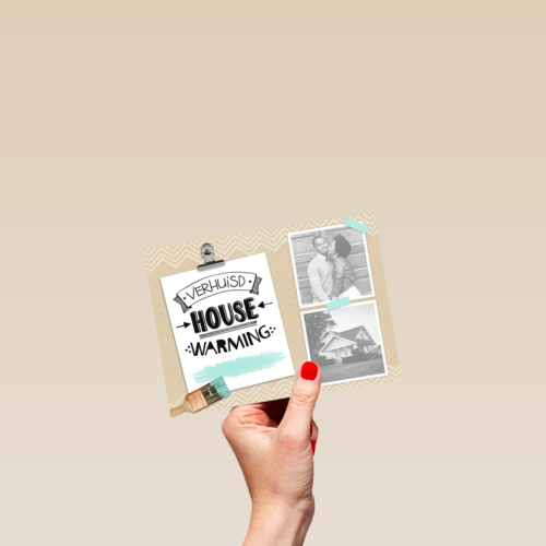 verhuisd housewarming kaart met verfkwast