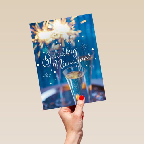 gelukkig nieuwjaar met sterretjes en bubbels