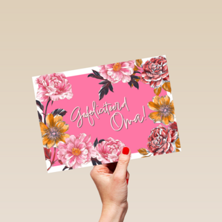 een mooie verjaardagskaart voor oma met bloemen