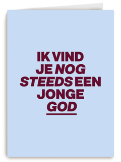 verjaardag kaart man nog steeds jonge god