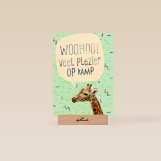 Op kamp kaart giraffe woohoo veel plezier