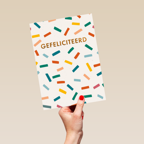 Confetti kaart gefeliciteerd