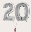 Cijferballon 20 Jaar Zilver XL