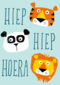 Ansichtkaart verjaardag hiep hiep hoera dieren