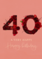 Verjaardagskaart 40 bloemen roze